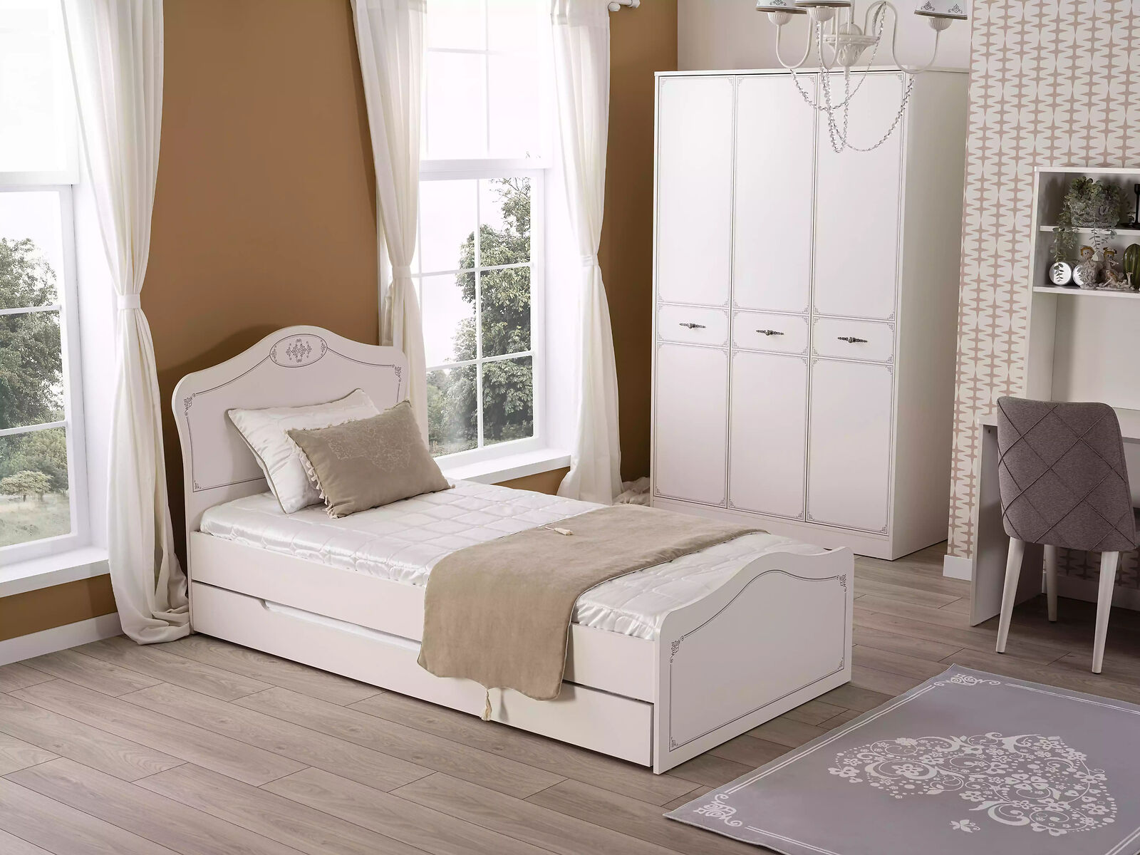 Bett Ausziehbares Funktionsbett Kinderbett Bettrahmen Weiß Holz Betten